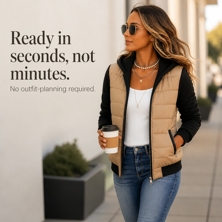 Bethany | Women’s Quilted Puffer Jacket with Knit Sleeves