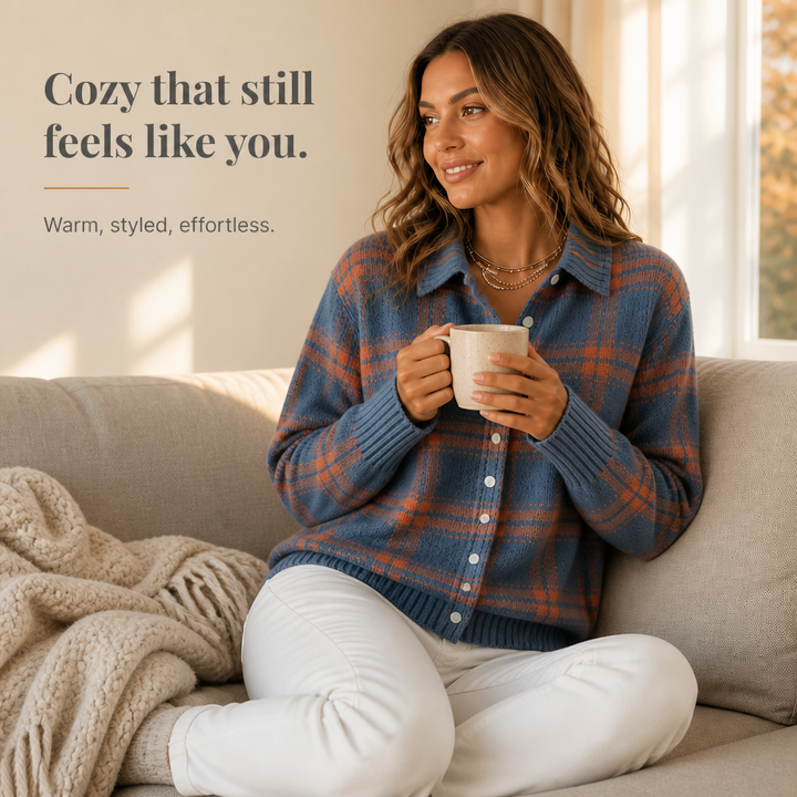 Fenella | Women’s Plaid Button Up Cardigan