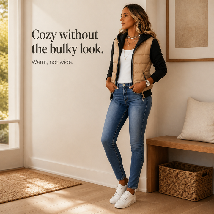 Bethany | Women’s Quilted Puffer Jacket with Knit Sleeves