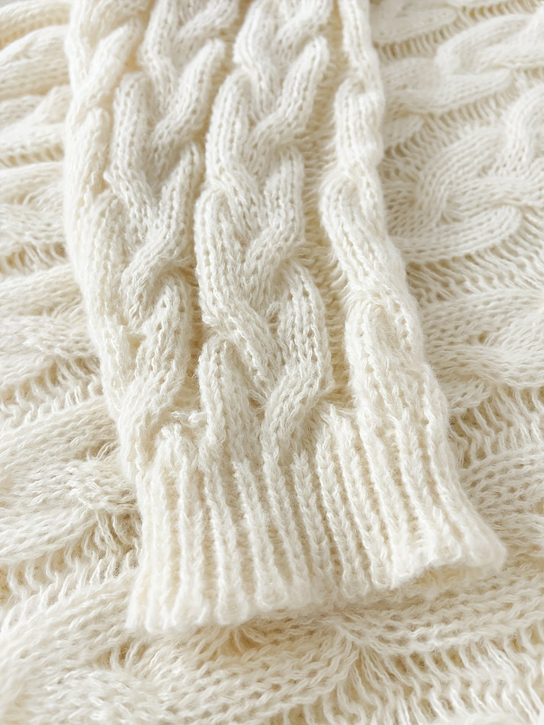 Adalyn | Women's Cable Knit V-Neck Sweater in Mountain Wool