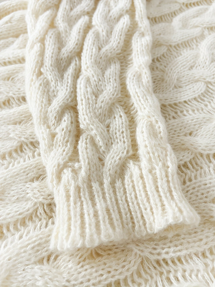 Adalyn | Women's Cable Knit V-Neck Sweater in Mountain Wool