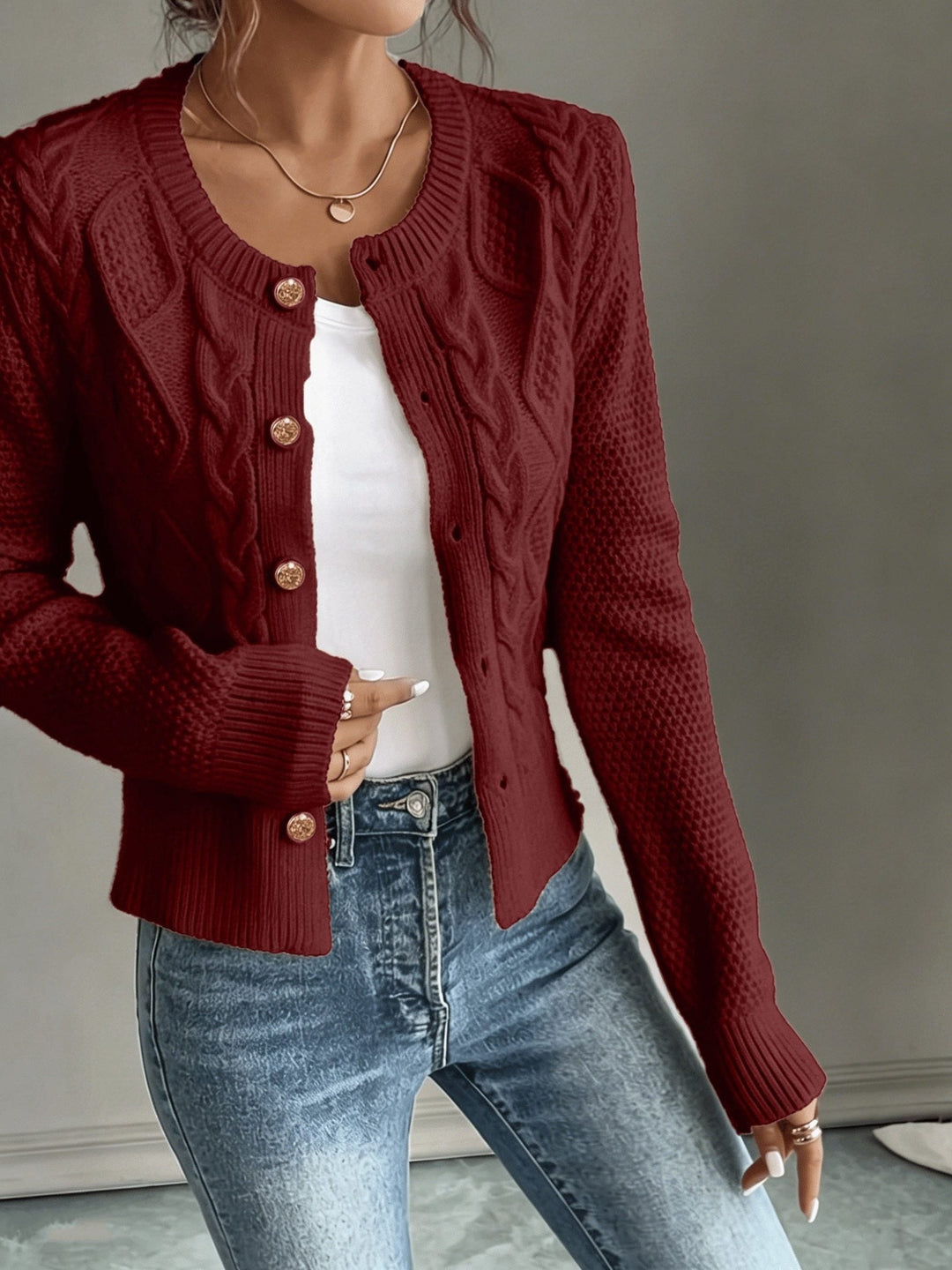 Harmony | Women’s Cropped Cable Knit Cardigan Sweater