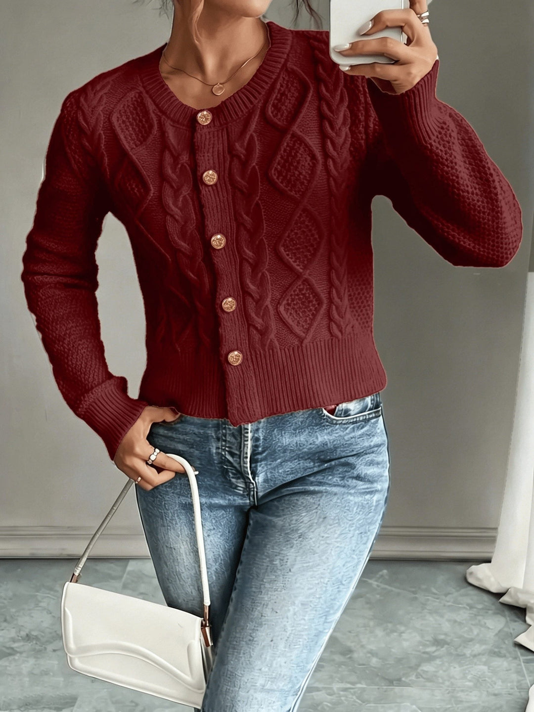 Harmony | Women’s Cropped Cable Knit Cardigan Sweater