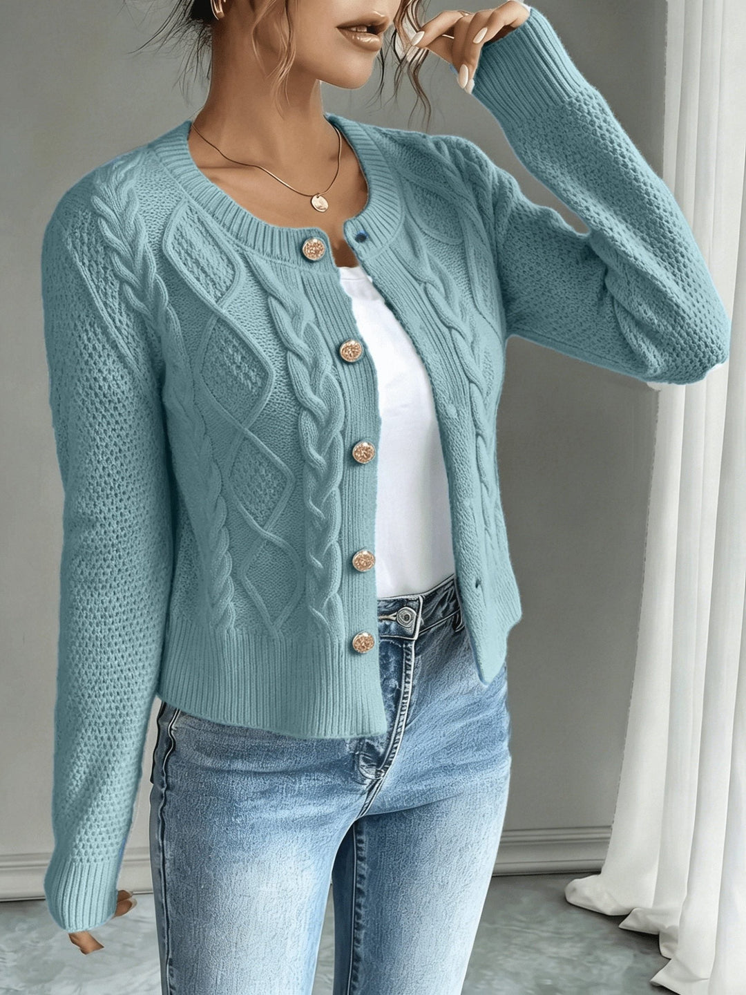 Harmony | Women’s Cropped Cable Knit Cardigan Sweater