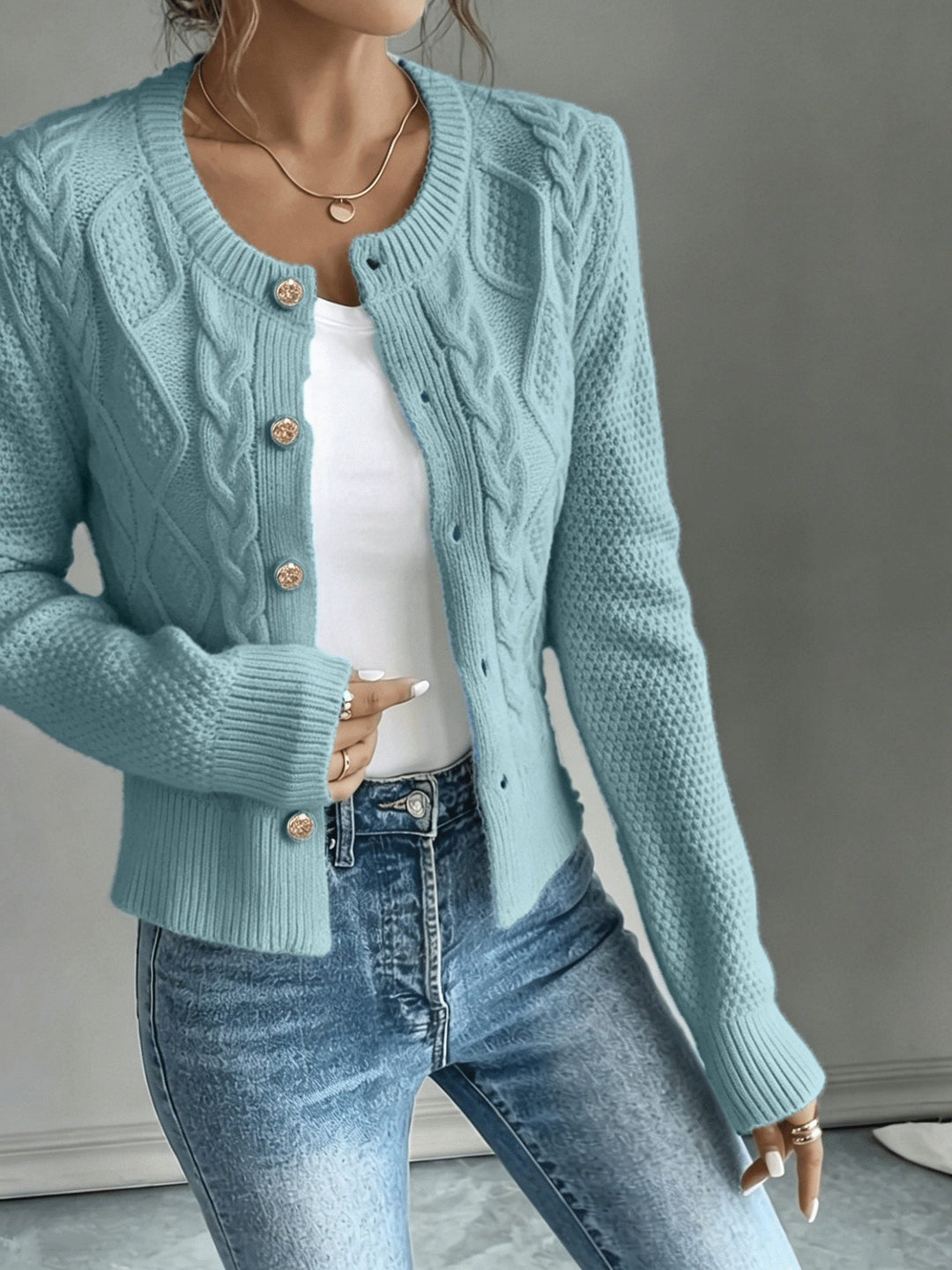 Harmony | Women’s Cropped Cable Knit Cardigan Sweater