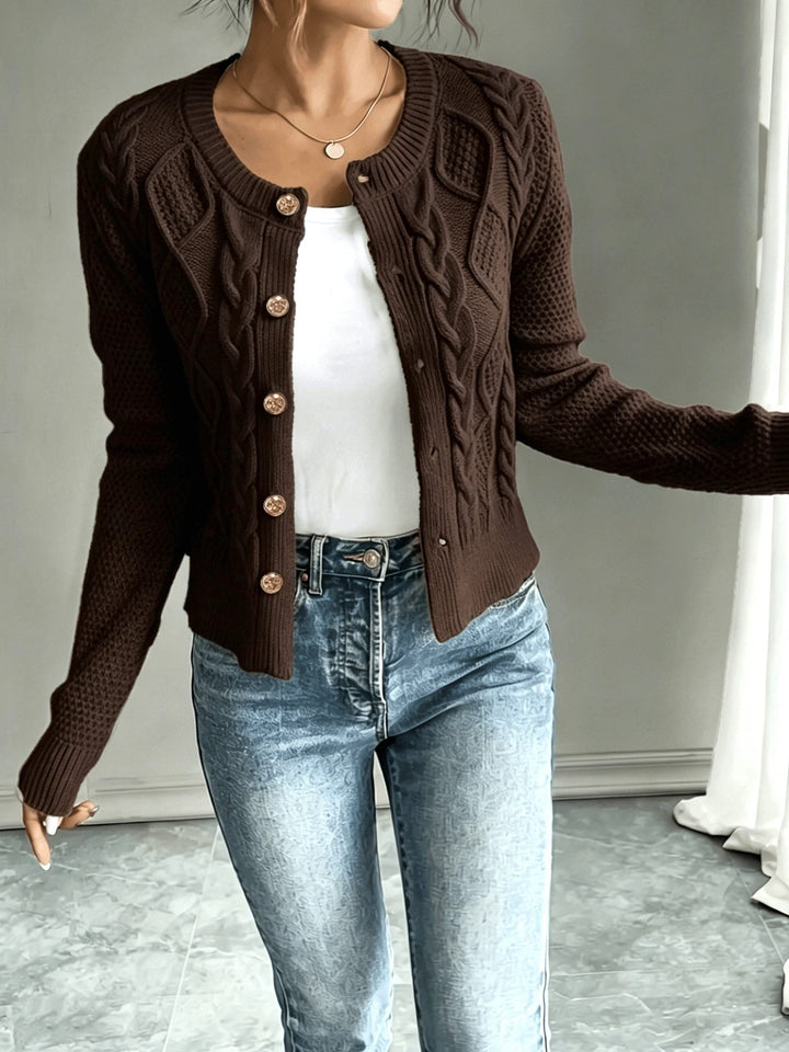 Harmony | Women’s Cropped Cable Knit Cardigan Sweater