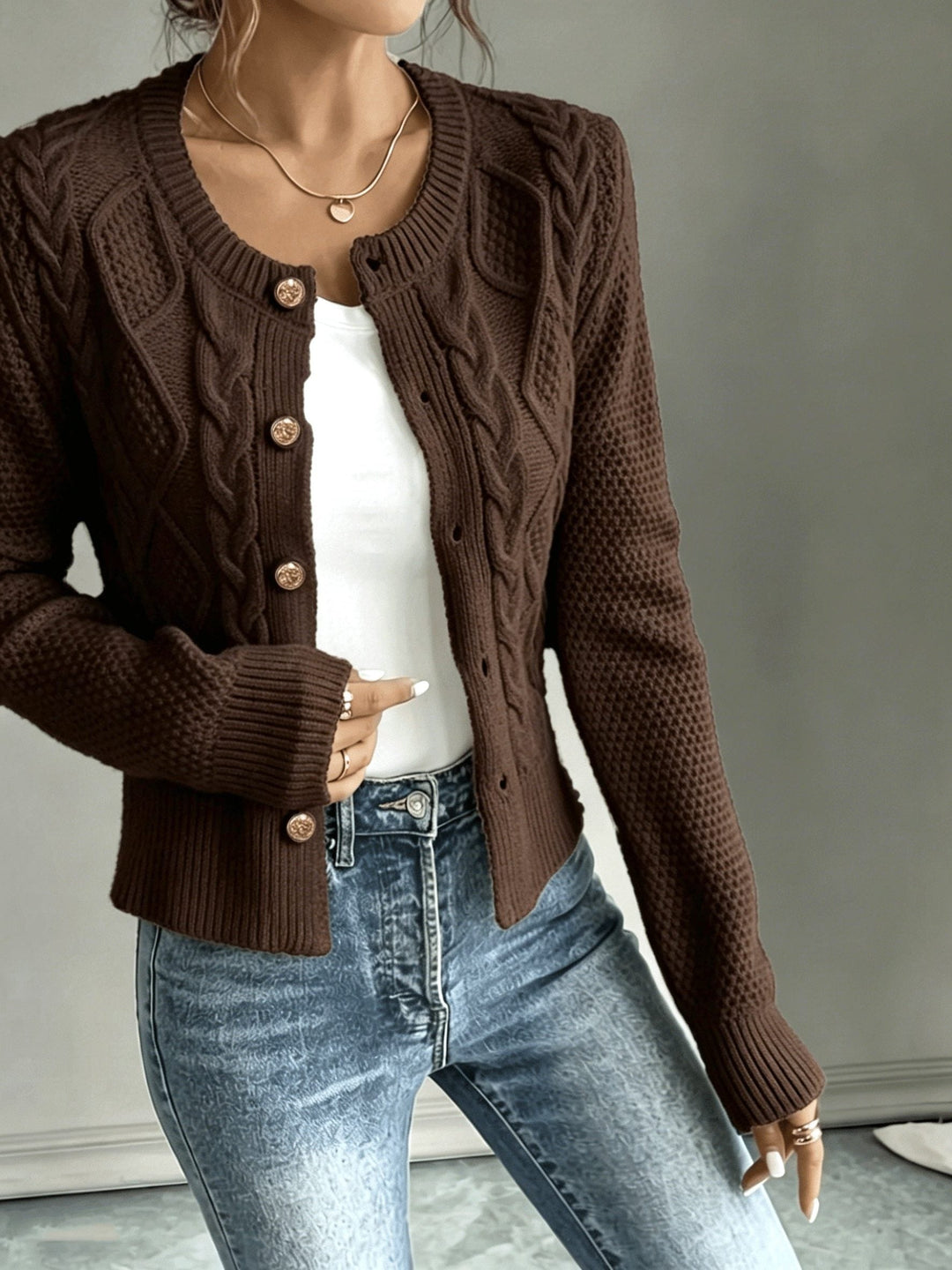 Harmony | Women’s Cropped Cable Knit Cardigan Sweater