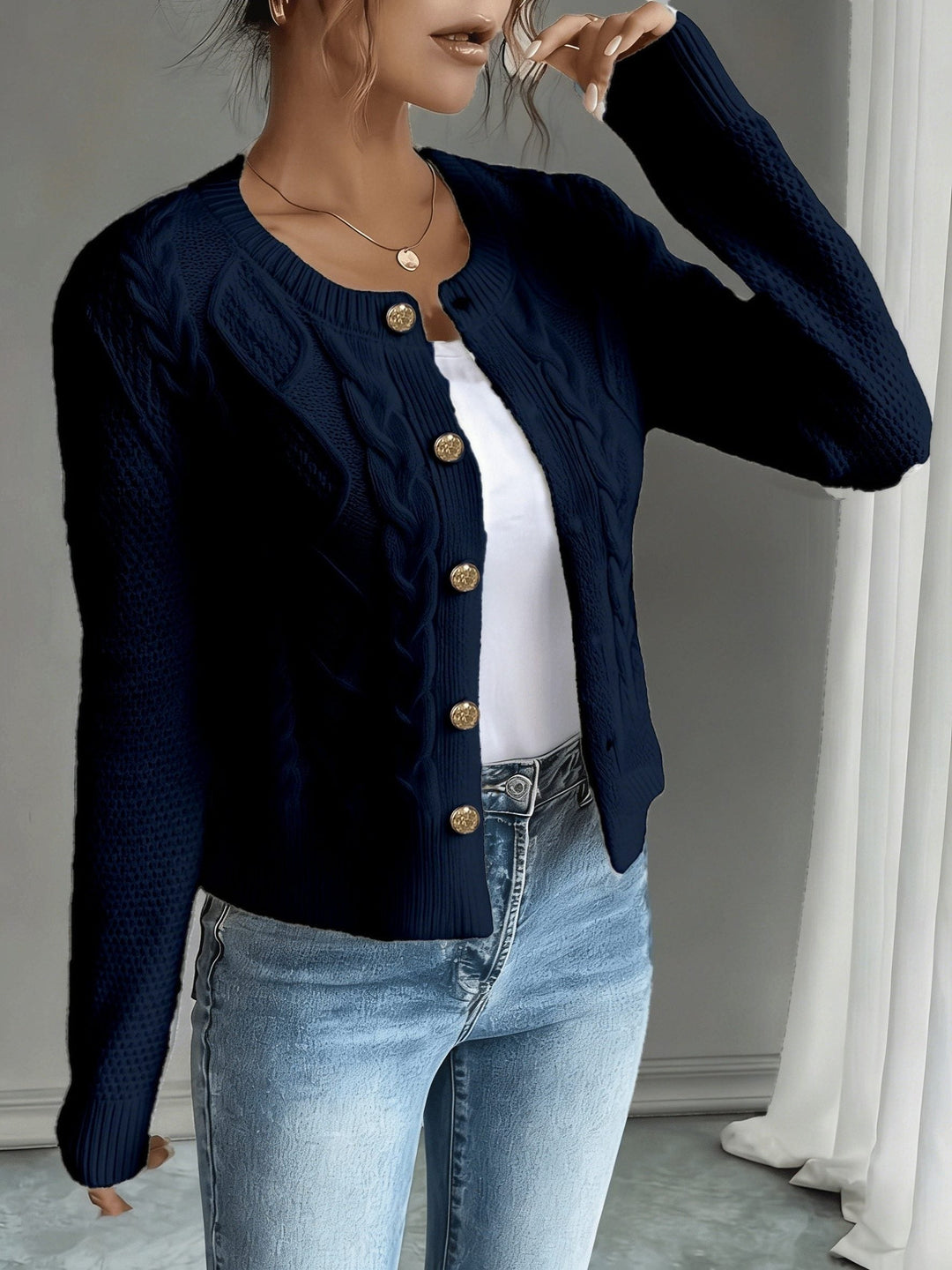 Harmony | Women’s Cropped Cable Knit Cardigan Sweater