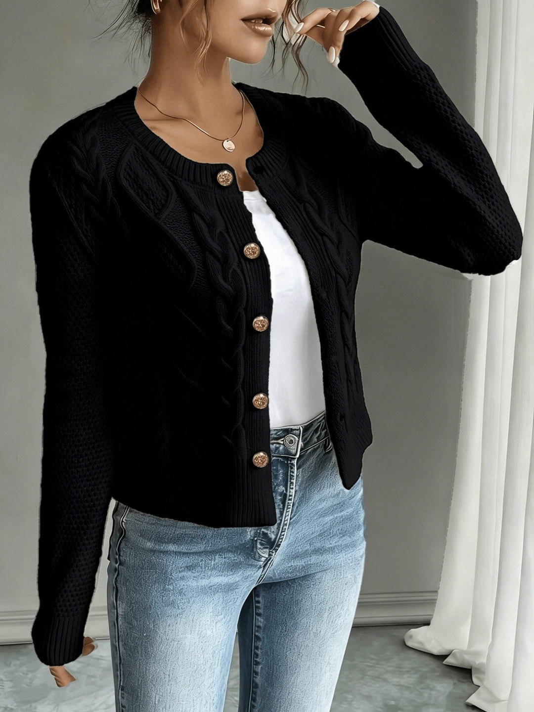 Harmony | Women’s Cropped Cable Knit Cardigan Sweater