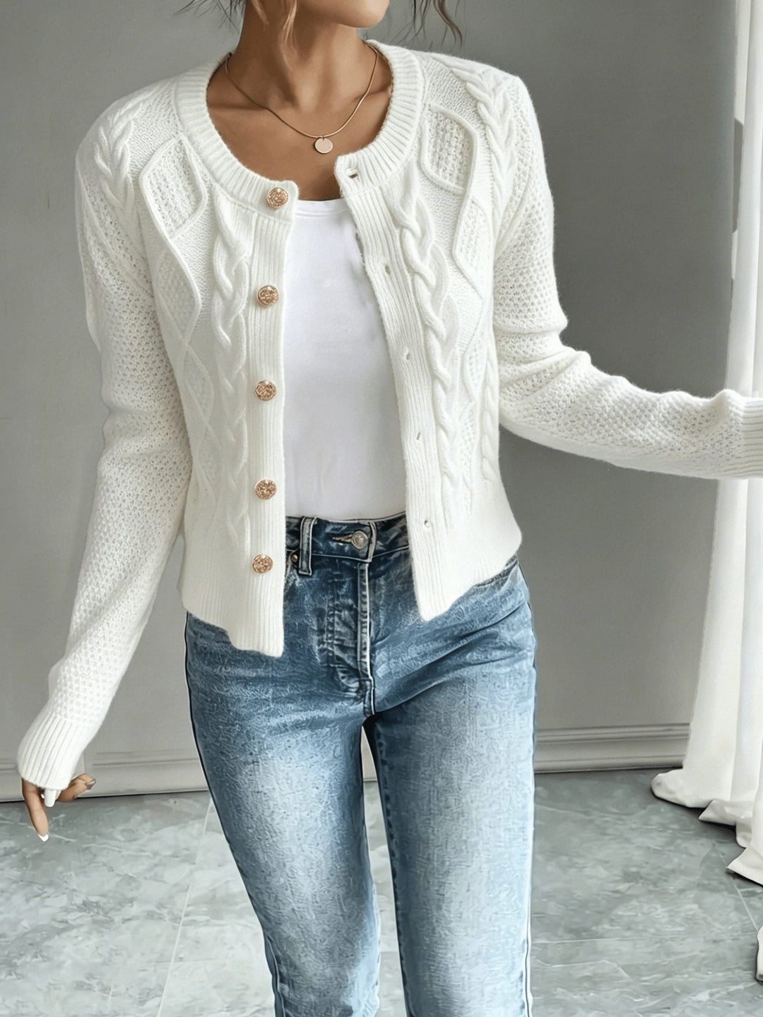 Harmony | Women’s Cropped Cable Knit Cardigan Sweater