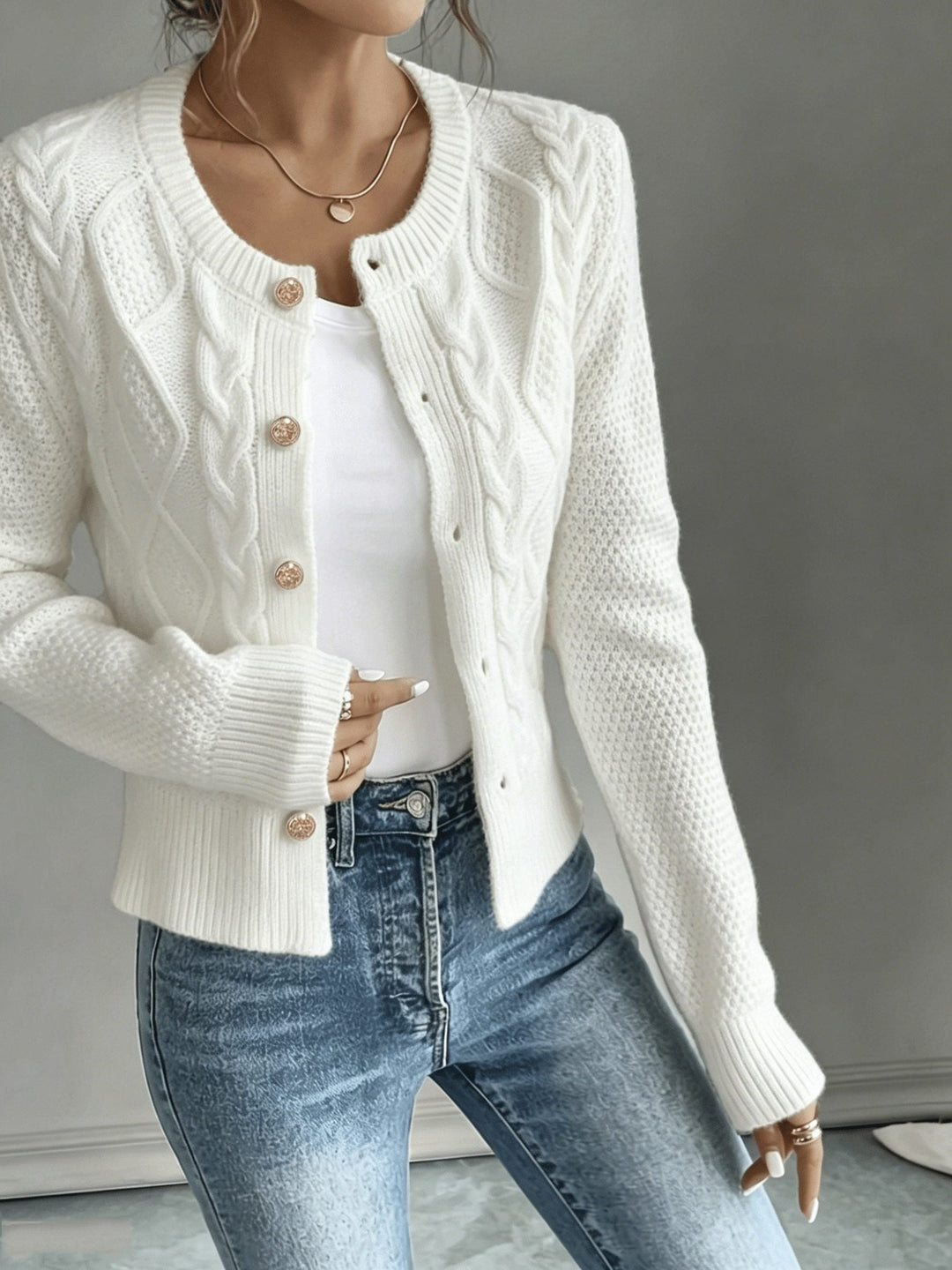 Harmony | Women’s Cropped Cable Knit Cardigan Sweater