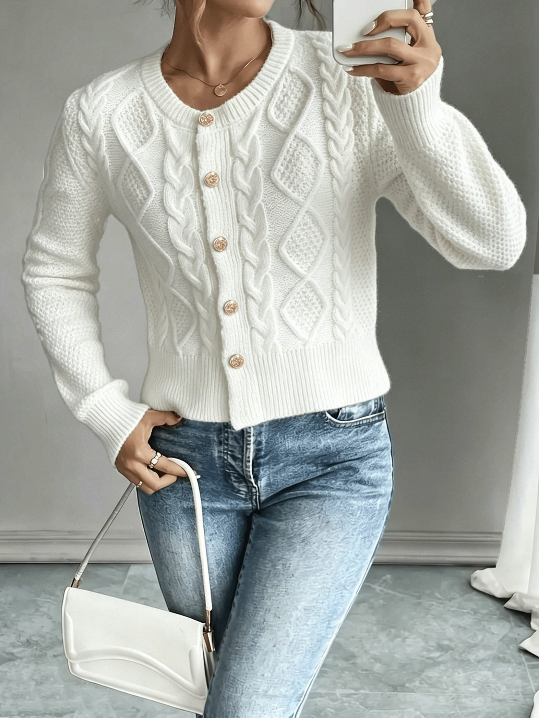 Harmony | Women’s Cropped Cable Knit Cardigan Sweater