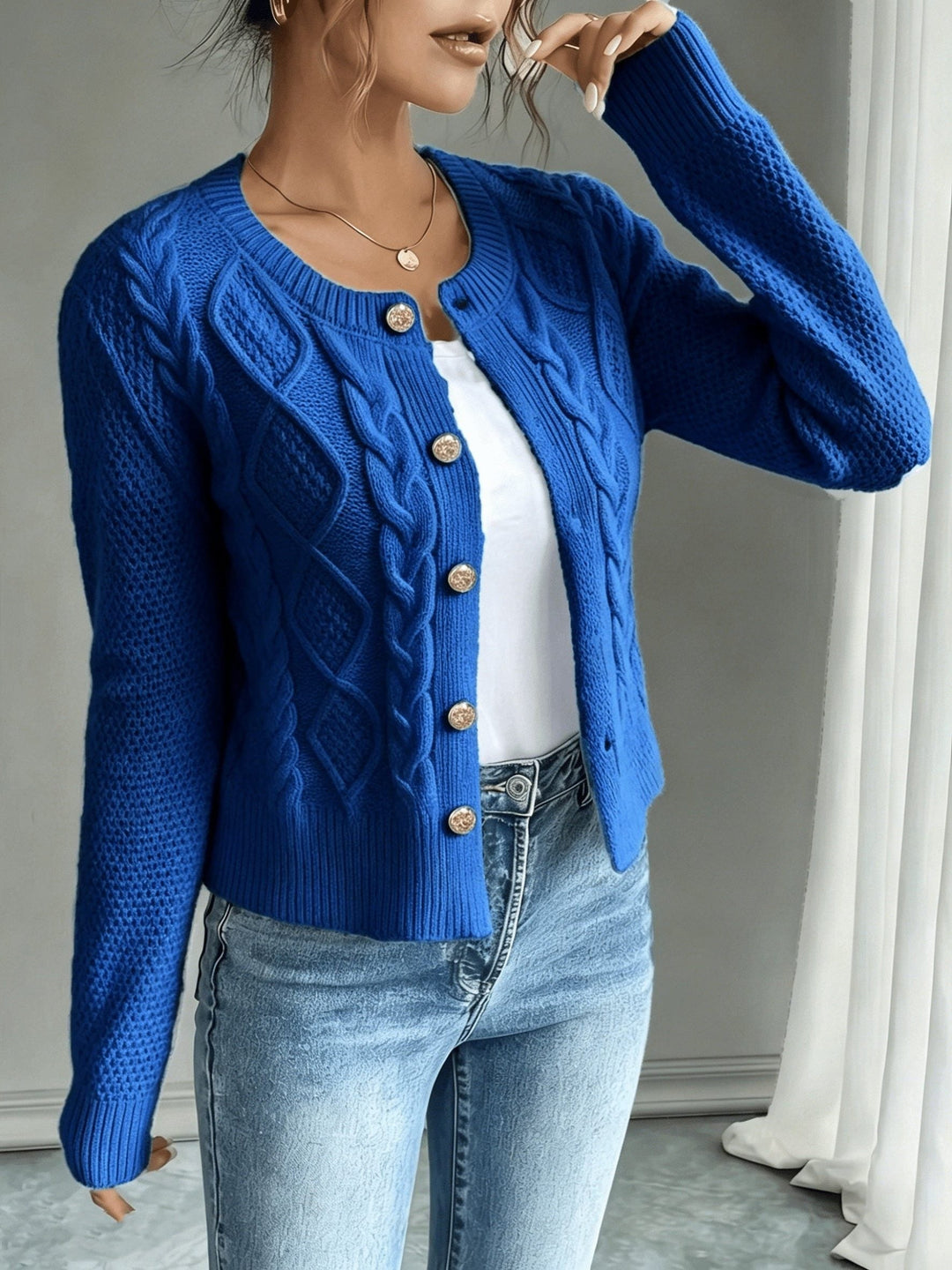 Harmony | Women’s Cropped Cable Knit Cardigan Sweater