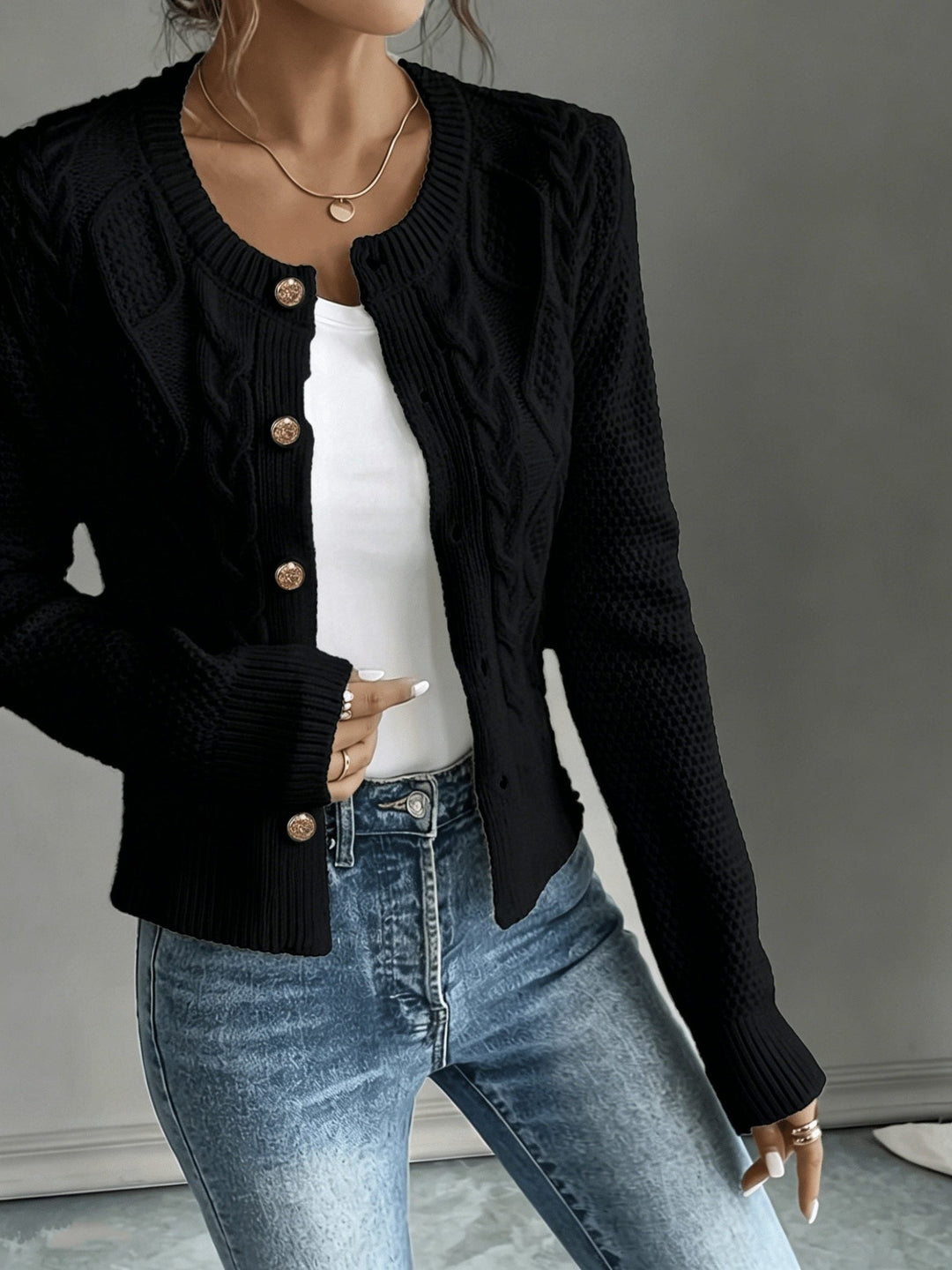 Harmony | Women’s Cropped Cable Knit Cardigan Sweater