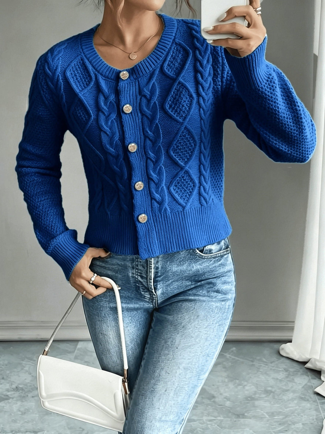 Harmony | Women’s Cropped Cable Knit Cardigan Sweater