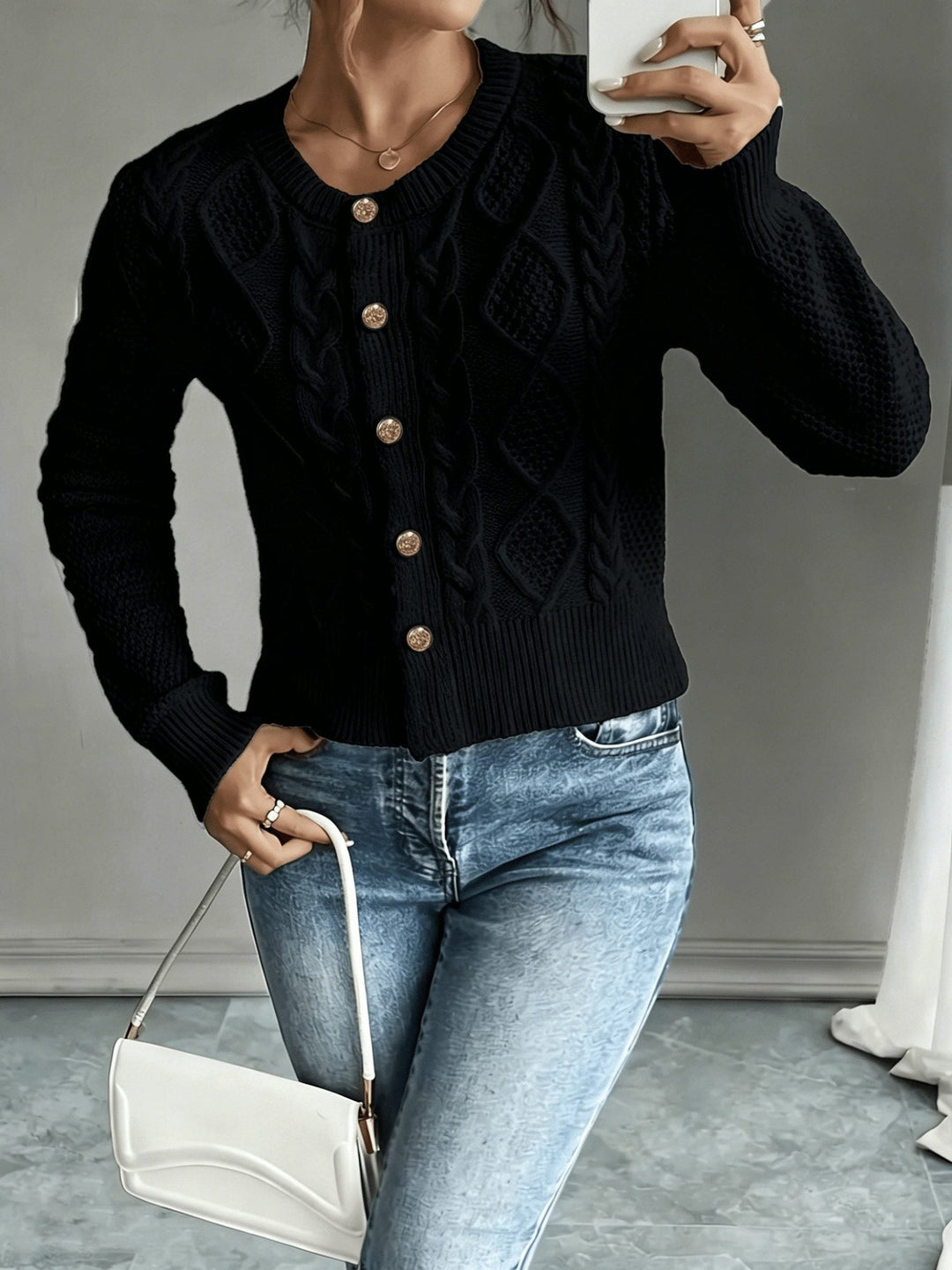 Harmony | Women’s Cropped Cable Knit Cardigan Sweater