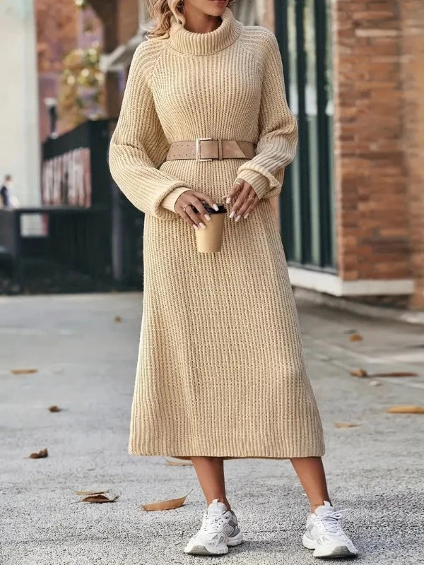 Sutton | Women’s Ribbed Midi Turtleneck Sweater Dress