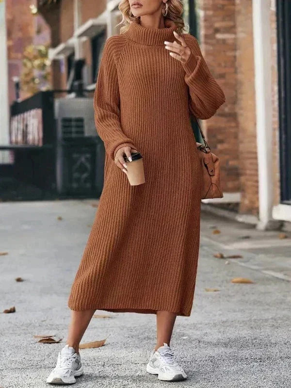 Sutton | Women’s Ribbed Midi Turtleneck Sweater Dress
