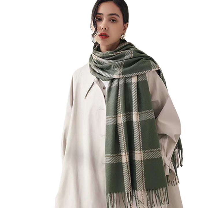 Mackenzie | Women’s Windowpane Check Fringe Scarf
