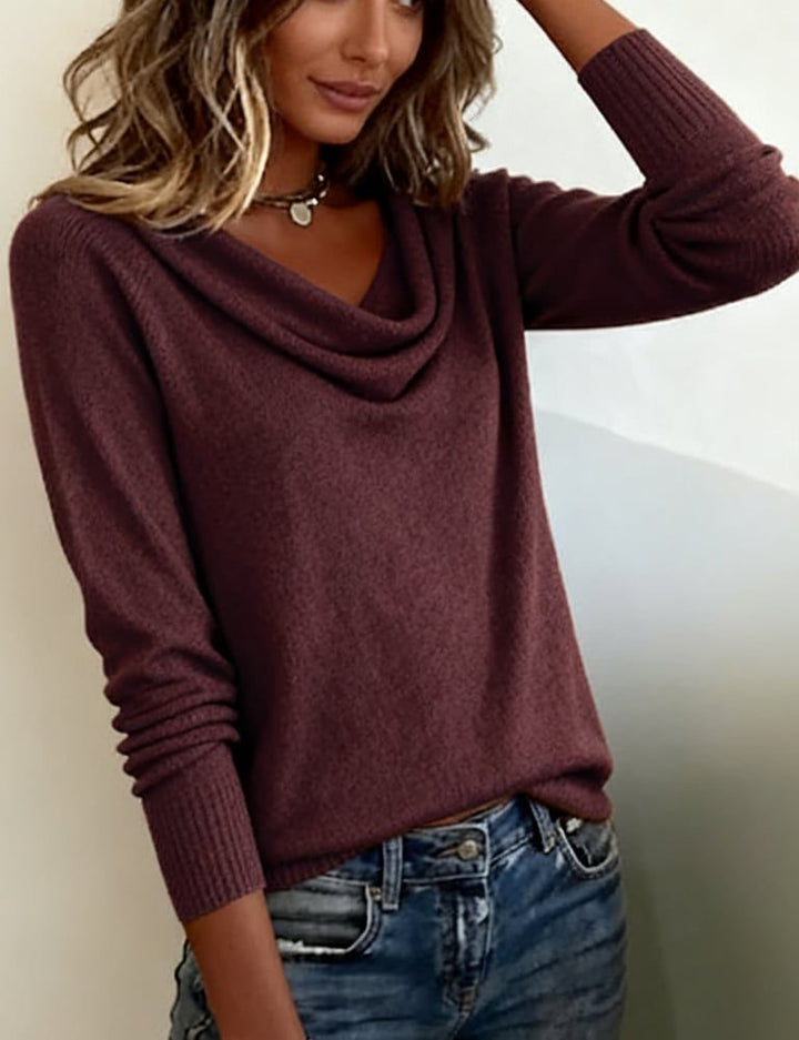 Emerald | Women's Knit Cowl Neck Pullover Sweater