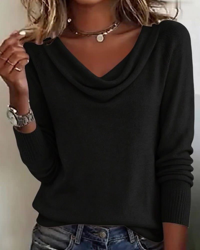 Emerald | Women's Knit Cowl Neck Pullover Sweater