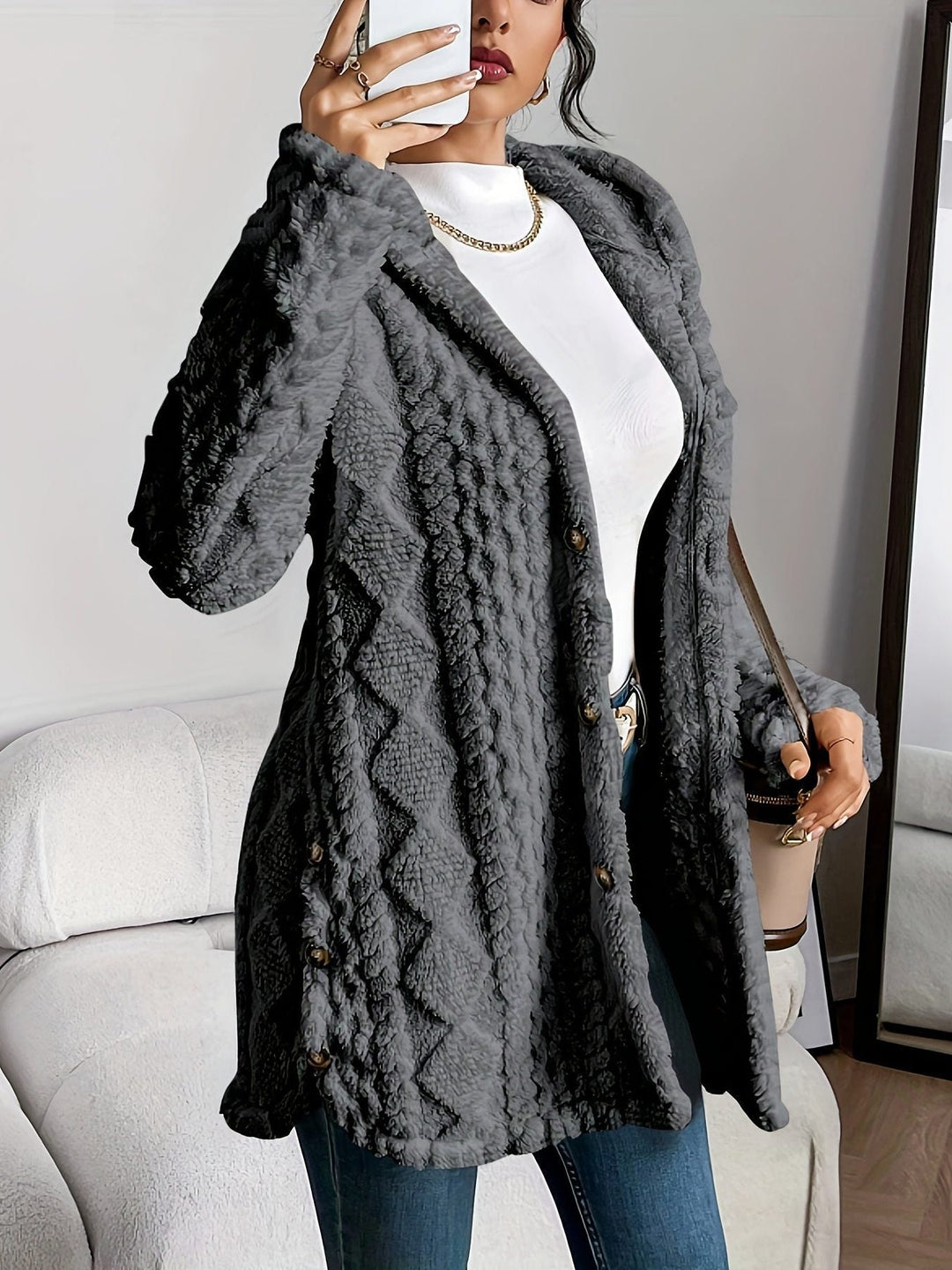 Erin | Women's Oversized Fleece Hooded Cardigan