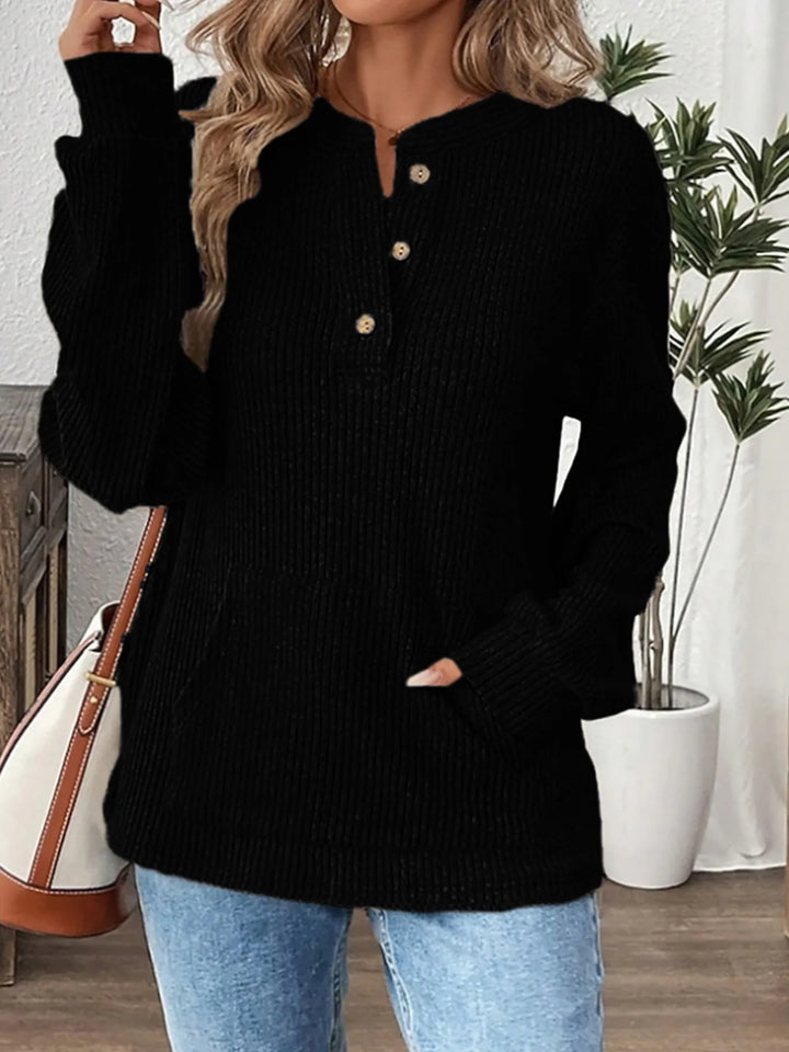 Juno | Women’s Ribbed Henley Pullover Sweater