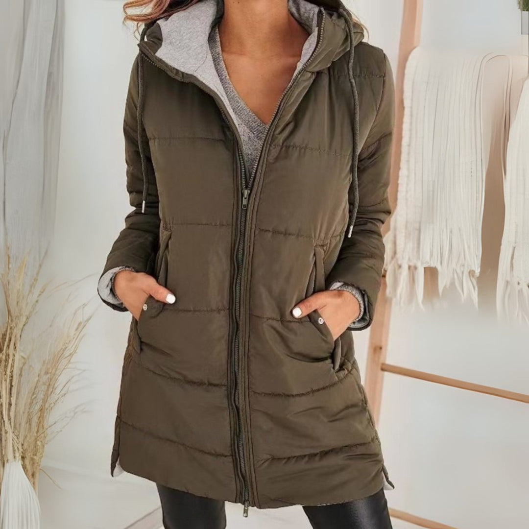 Freida | Women's Long Quilted Puffer Coat with Hood