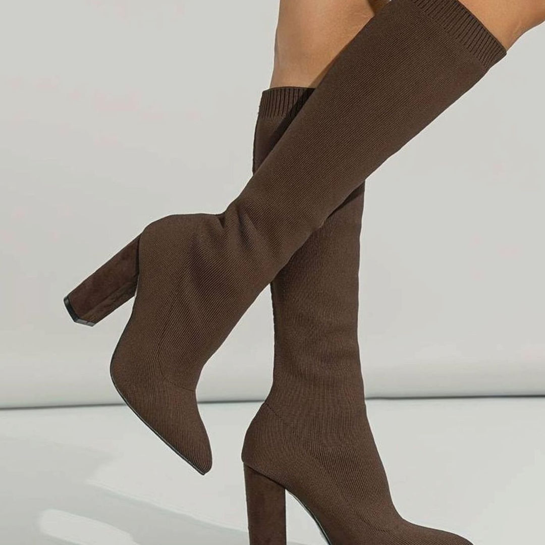 Seraphina | Women’s Block Heel Knee High Stretch Boots
