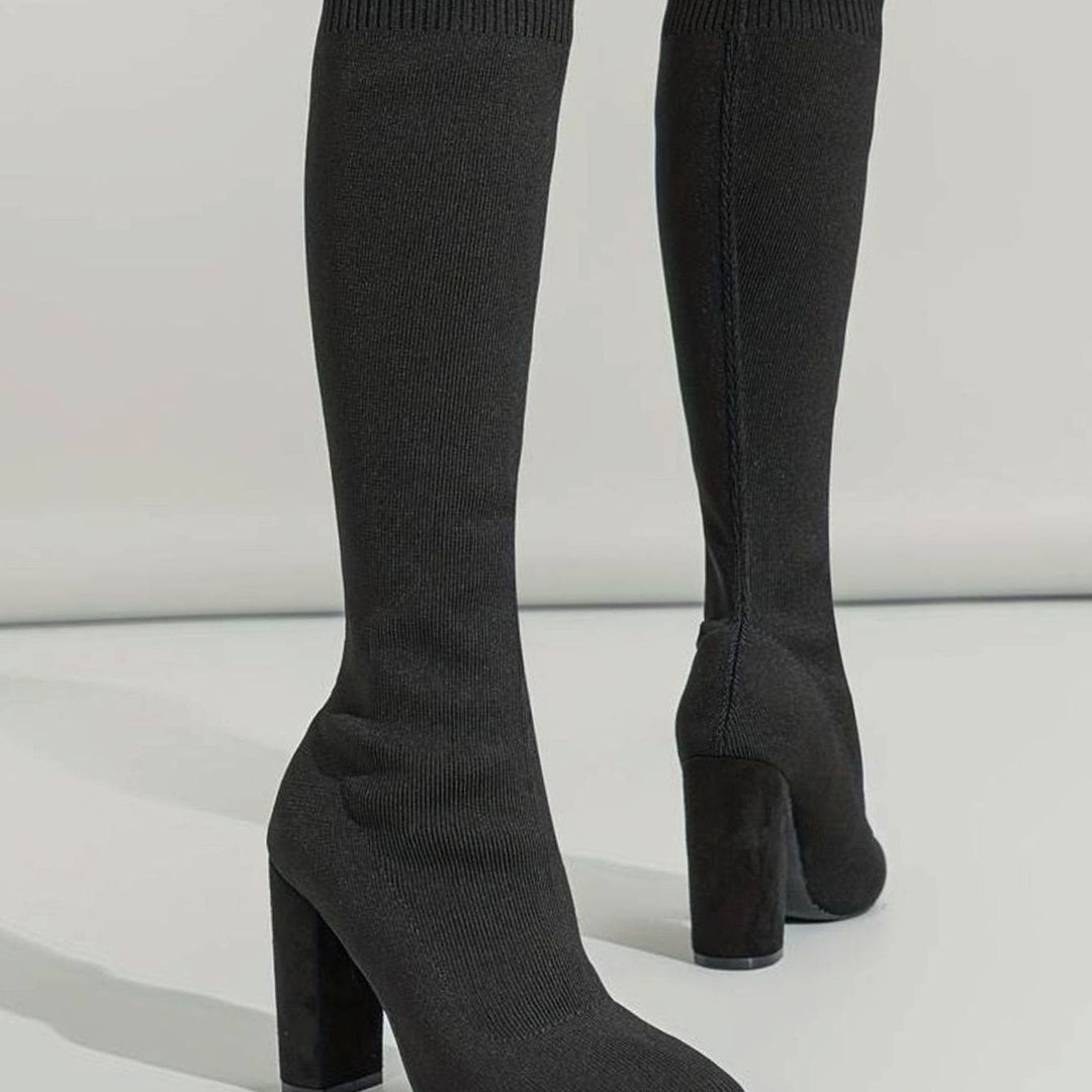 Seraphina | Women’s Block Heel Knee High Stretch Boots