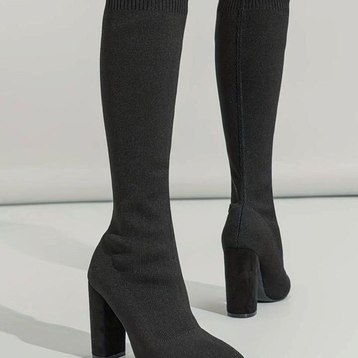 Seraphina | Women’s Block Heel Knee High Stretch Boots
