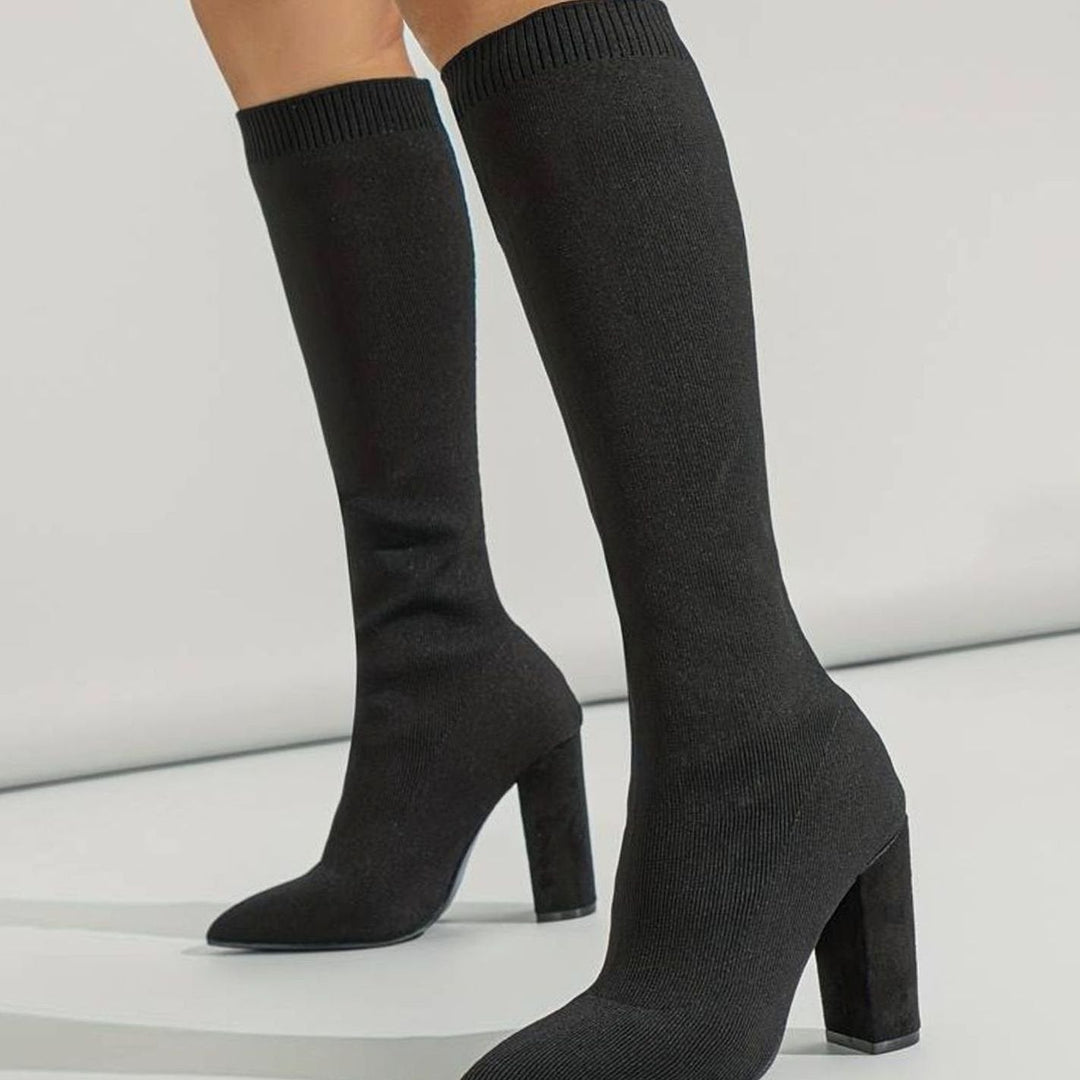 Seraphina | Women’s Block Heel Knee High Stretch Boots