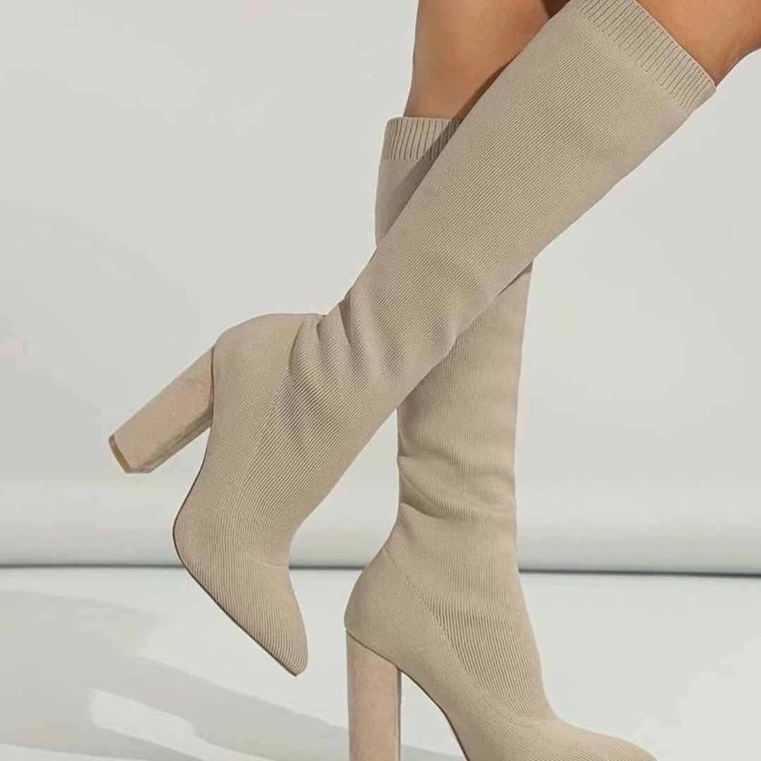 Seraphina | Women’s Block Heel Knee High Stretch Boots