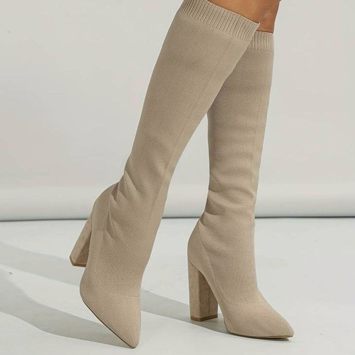 Seraphina | Women’s Block Heel Knee High Stretch Boots