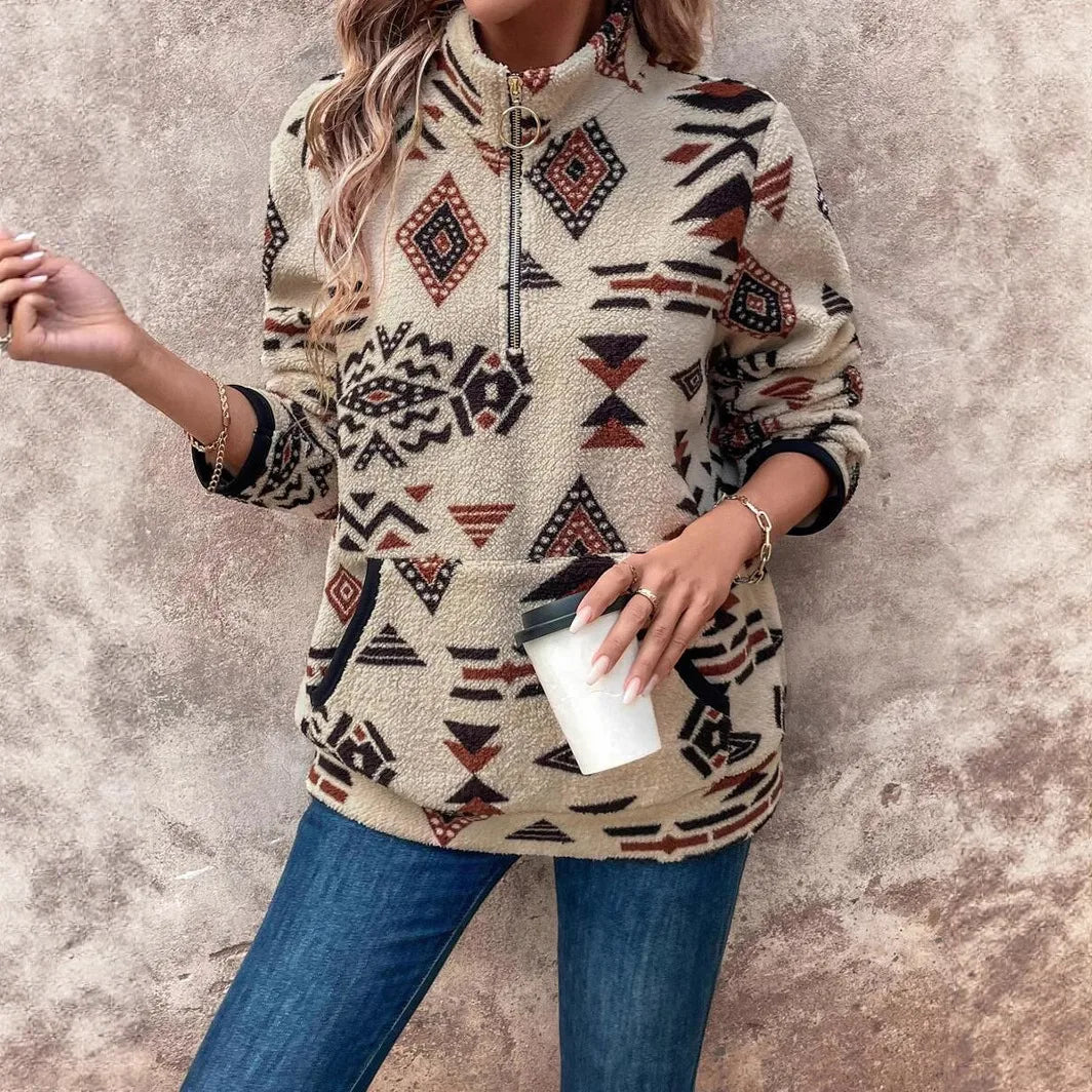 Sabine | Women’s Western Half Zip Sherpa Sweater