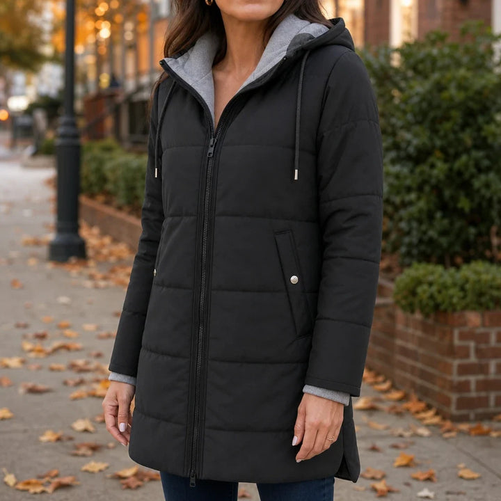Courtney | Women’s Long Quilted Hooded Winter Jacket
