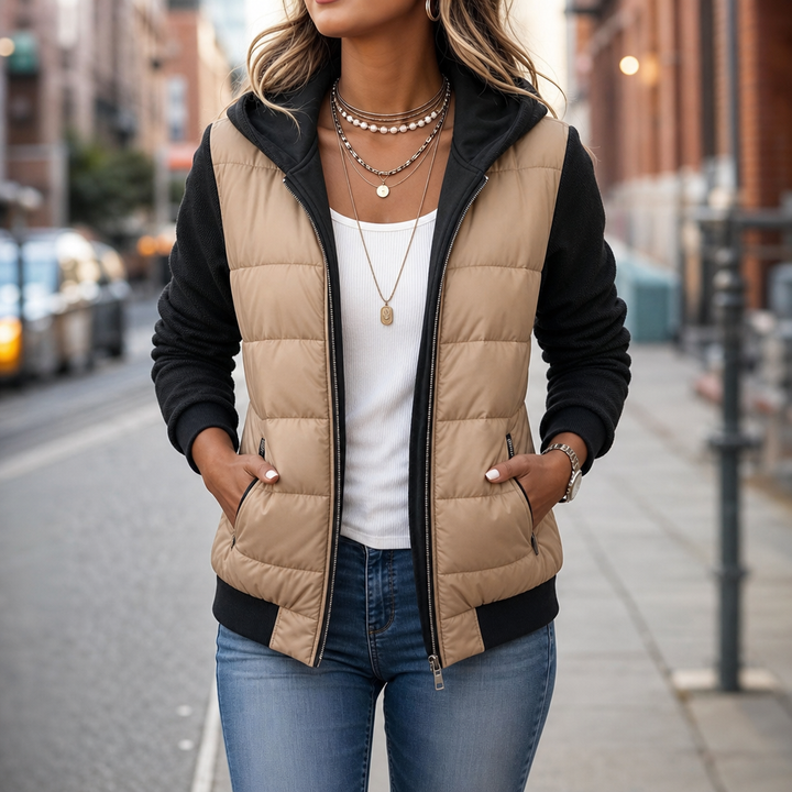 Bethany | Women’s Quilted Puffer Jacket with Knit Sleeves