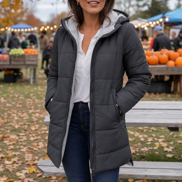 Courtney | Women’s Long Quilted Hooded Winter Jacket