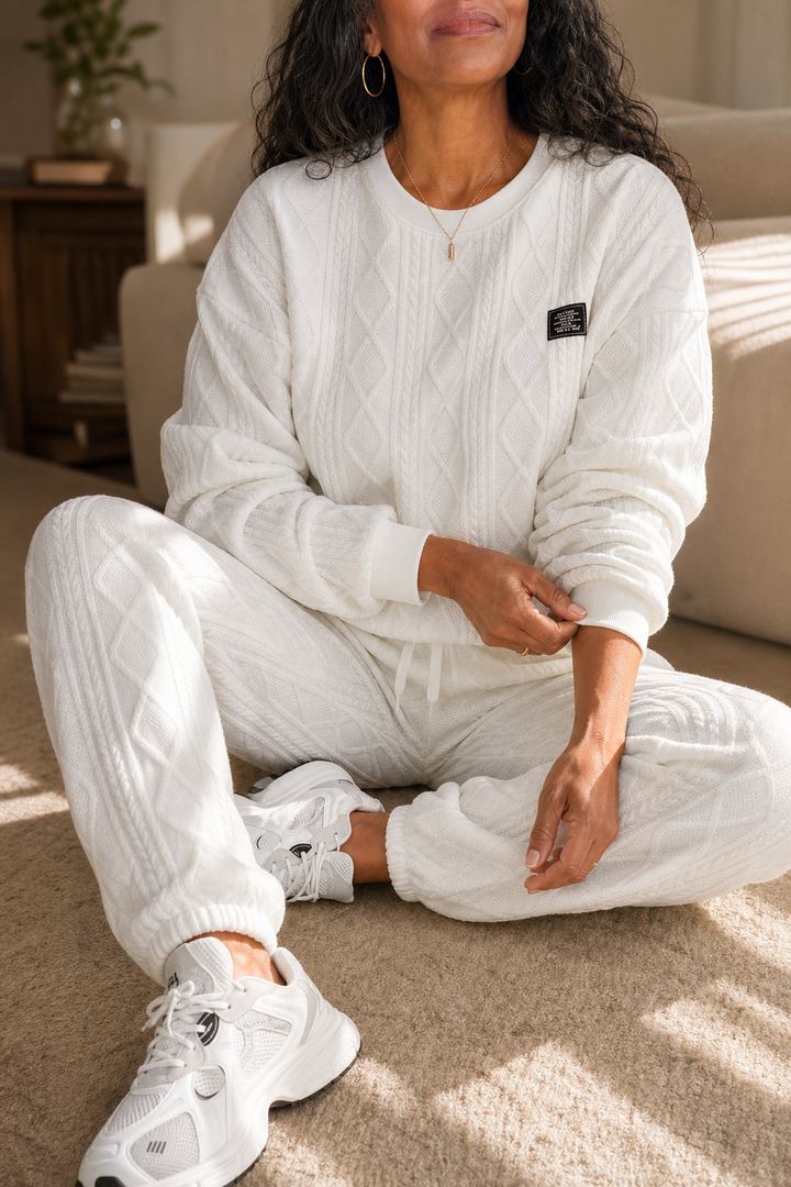 Genevieve | Women’s Cable Knit Sweater Pants Set