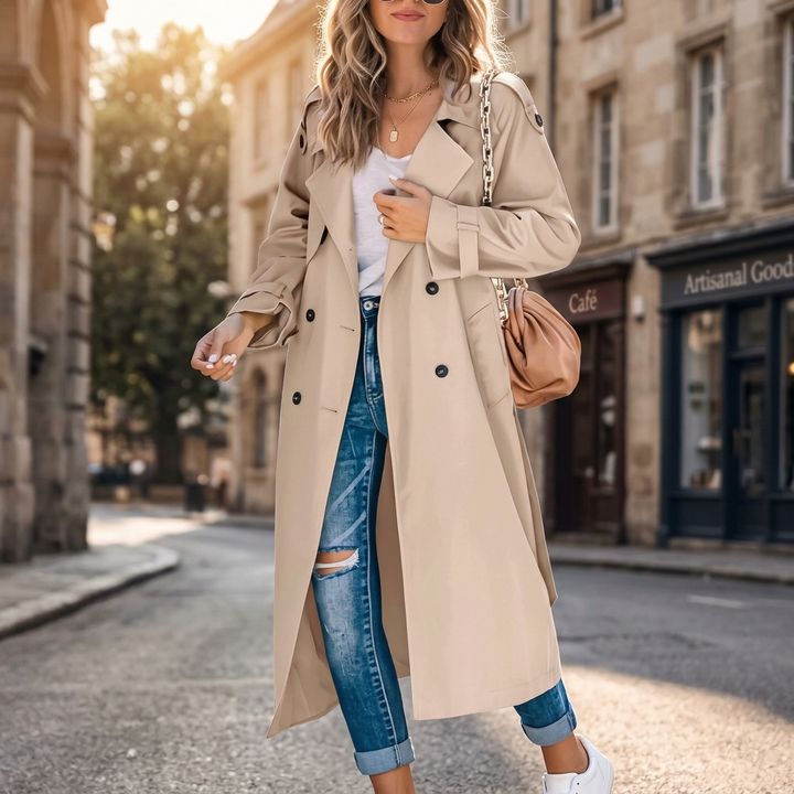 Annika | Women’s Long Double Breasted Trench Coat