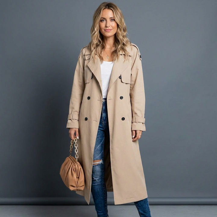 Annika | Women’s Long Double Breasted Trench Coat
