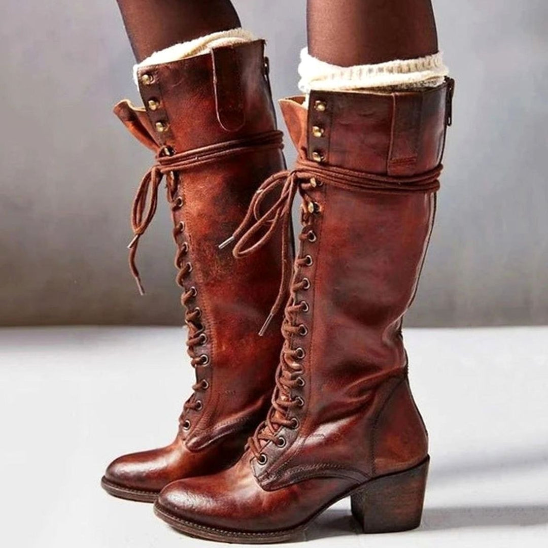 Isolde | Women’s Victorian Style Knee High Lace Up Boots