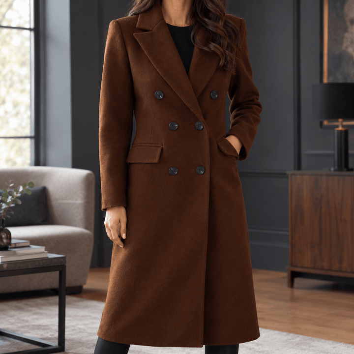 Rosalie | Women’s Wool Blend Double Breasted Maxi Coat