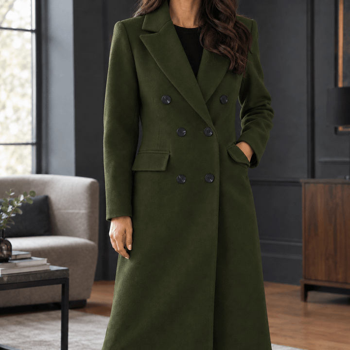 Rosalie | Women’s Wool Blend Double Breasted Maxi Coat