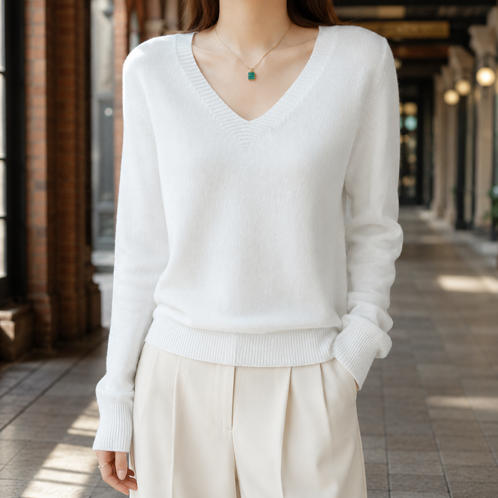 Madeline | Women’s Fitted V Neck Knit Sweater