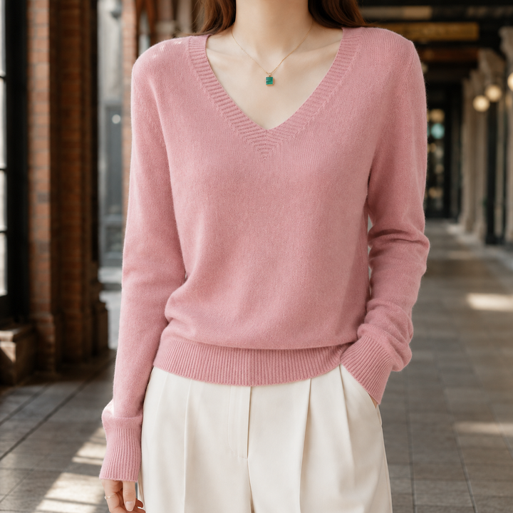 Madeline | Women’s Fitted V Neck Knit Sweater