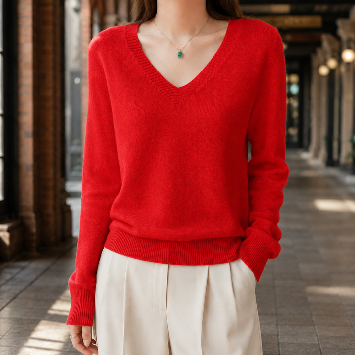 Madeline | Women’s Fitted V Neck Knit Sweater