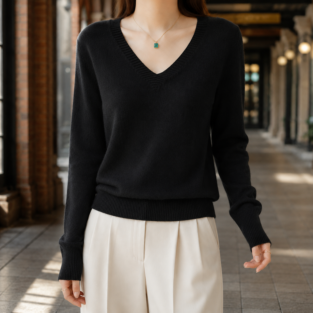 Madeline | Women’s Fitted V Neck Knit Sweater