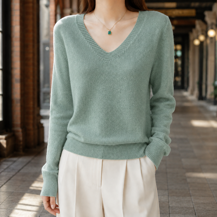 Madeline | Women’s Fitted V Neck Knit Sweater