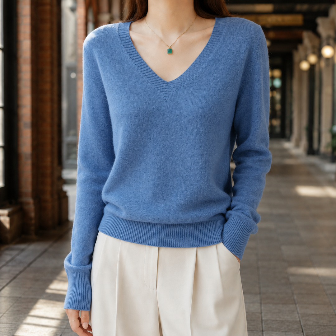 Madeline | Women’s Fitted V Neck Knit Sweater